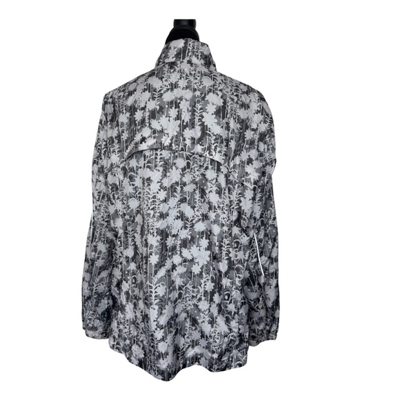 Lands' End Floral Full Zipper Windbreaker Grey - Picture 2 of 12